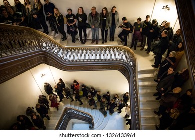 Youth Activists From Kentucky And Across The US Occupy The Office Of Senator Mitch McConnell In Protest Of His Attempts To Defeat The Green New Deal. Washington DC. USA. February 25, 2019