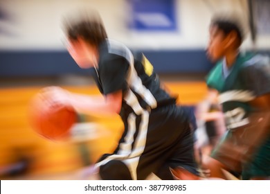 Youth basketball motion blurred image