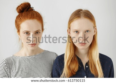 Similar – Image, Stock Photo two blonde sister with e-cigar smoking in bar terrace