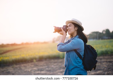 Youth Culture Travel Holiday Take Photo Relaxation Concept