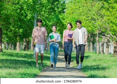 Youth Group Walking While Talking