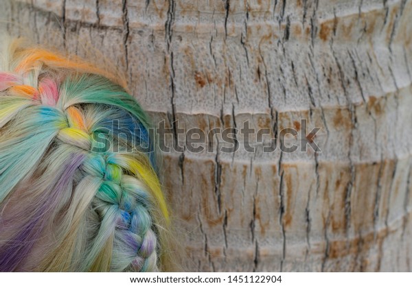 Youth Hairdo Color Hair Rainbow Braids Stock Photo Edit Now