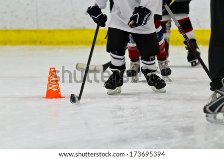 Youth ice hockey team at practice