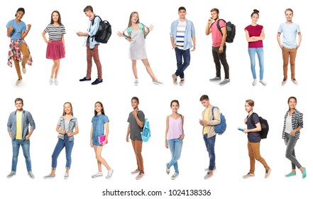 Youth lifestyle concept. Teenagers on white background - Shutterstock ID 1024138336