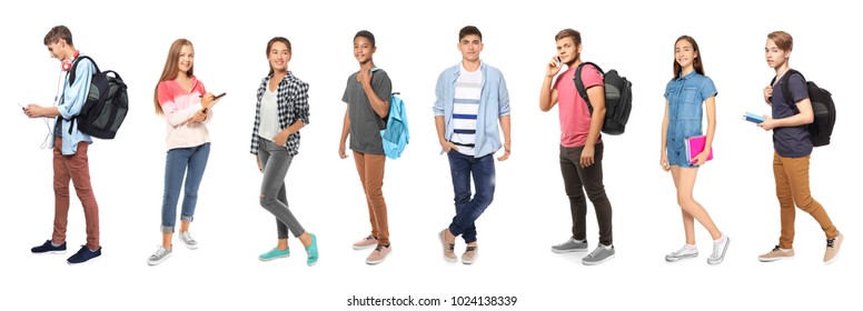 Youth lifestyle concept. Teenagers on white background - Shutterstock ID 1024138339