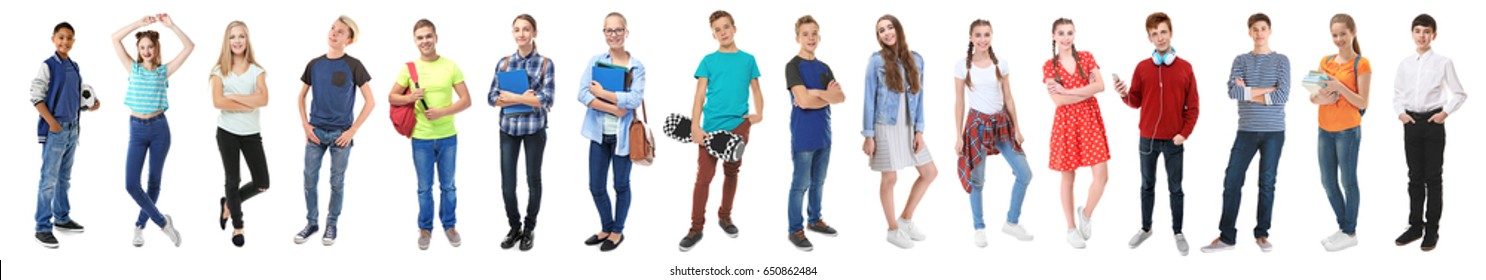 Youth lifestyle concept. Teenagers on white background - Shutterstock ID 650862484