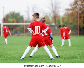 Youth Soccer Players Warming Up Before Match