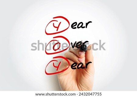 YOY - Year Over Year is a method of evaluating two or more measured events to compare the results, acronym text concept