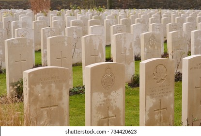 Ypres, Flanders, Belgium 22nd December 2011. EDITORIAL- World War One Gravestones At A Cemetery  Near Sanctuary Wood, Ypres In Belgium