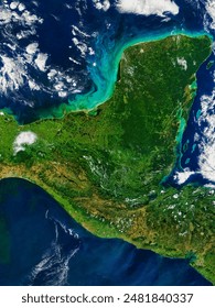 Yucatan Peninsula.  Elements of this image furnished by NASA.