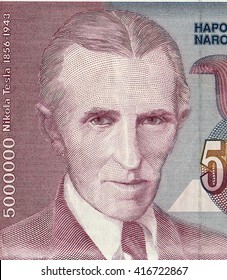 0 Euro Banknote Nikola Tesla Portrait 