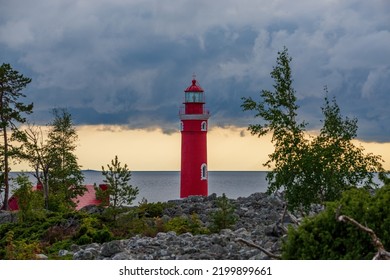 Yujny Goglandsky Lighthouse, Island Of Gogland, Gulf Of Finland, Russia, Baltic Sea