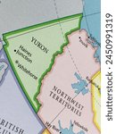 Yukon and NWT map: Northern Canadian wilderness. Yukon: Klondike Gold Rush. NWT: Arctic landscapes, Indigenous cultures. Major cities: Whitehorse, Yellowknife.