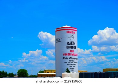 Yukon Oklahoma Circa August 2022   
Water Tower With The Name And Signature Of Garth Brooks