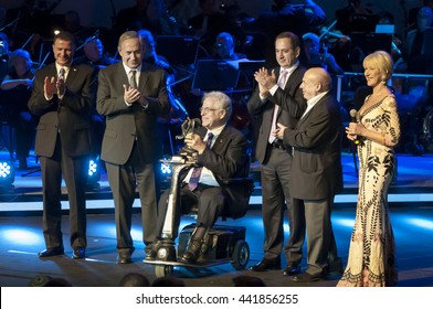 Yuli Edelstein, Benjamin Netanyahu, Itzhak Perlman, Stan Polovets, Natan Sharansky And  Helen Mirren At The Genesis (