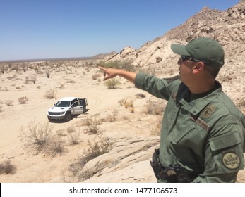 Yuma Sector, Ariz. / US - July 26, 2016: A Customs And Border Protection Agent Along The U.S.-Mexico Border. 0397