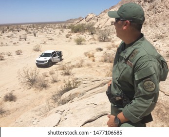 Yuma Sector, Ariz. / US - July 26, 2016: A Customs And Border Protection Agent Along The U.S.-Mexico Border. 0398