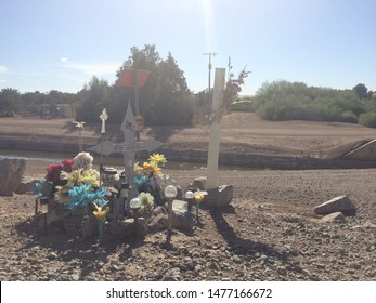 Yuma Sector, Ariz. / US - July 26, 2016: A Memorial To A US Customs And Border Protection Agent Killed On The Job. 0434