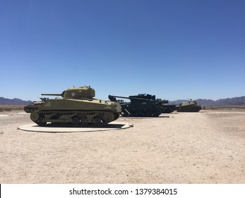 Yuma - USA - 03-02-2016: Two Tanks Exposed Near The Yuma Proving Ground Of United States Army