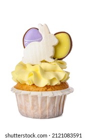 Yummy Easter Cupcake On White Background