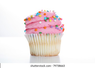 Yummy Vanilla Cupcake On White Background