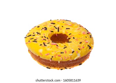 Yummy Yellow Donut Isolated On The White