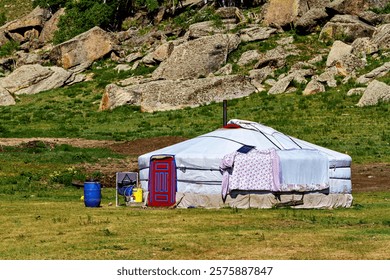 A yurt camp of nomadic Mongolians