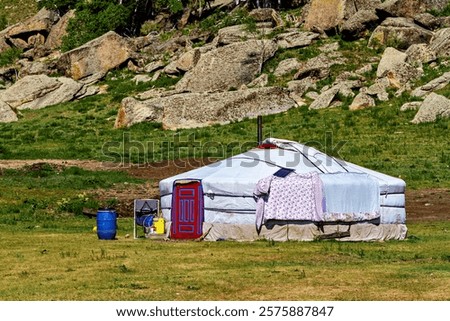A yurt camp of nomadic Mongolians