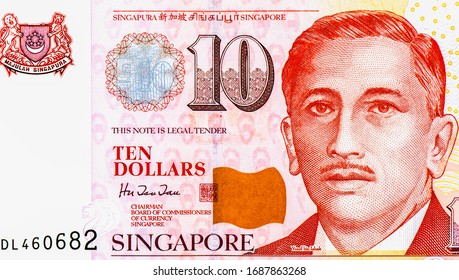 Yusof Bin Ishak, First President Of The Republic Of Singapore, Portrait From Singapore 10 Dollars 2005 Banknotes. 