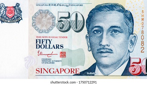 Yusof Bin Ishak, First President Of The Republic Of Singapore, Portrait From Singapore 50 Dollars 2010 Banknotes.