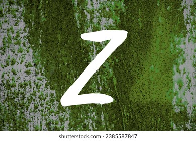 Z Letter Paint. Logo template on green metallic texture background