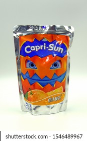 Zaandam, The Netherlands - October 27, 2019: Package Of Capri Sun, A Brand Of Juice Concentrate Drink 