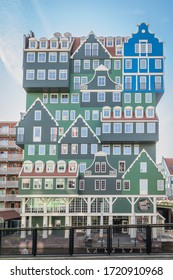 ZAANDAM-APRIL 11 2020. The city of Zaandam is located near Amsterdam and a result of industrialisation, that started in the 14th century. It has classic Dutch architecture and  also modern buildings.