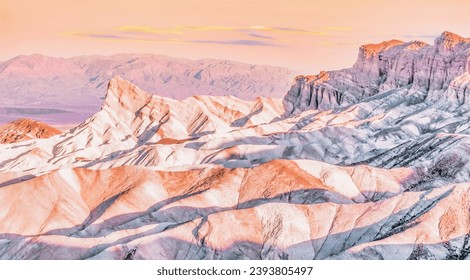 Zabriskie Point is a part of Amargosa Range located east of Death Valley in, Death Valley National Park in California - Powered by Shutterstock