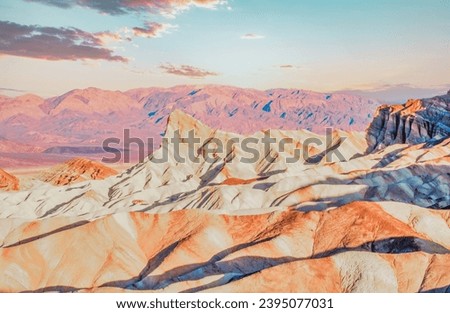 Zabriskie Point is a part of Amargosa Range located east of Death Valley in, Death Valley National Park in California