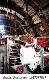 ZABRZE, POLAND - MARCH 16, 2019: Suspended Train In A Old Coal Mine In Zabrze, Poland