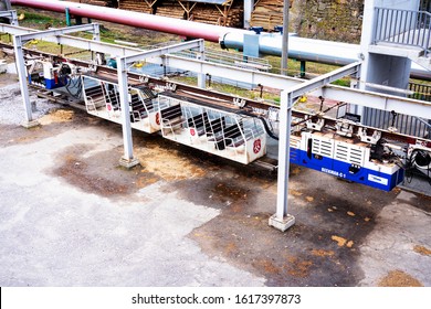 ZABRZE, POLAND - MARCH 16, 2019: Suspended Train In A Old Coal Mine In Zabrze, Poland