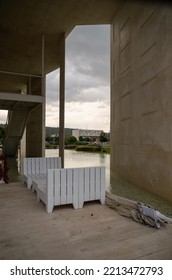 Sukošan, Zadar County, Croatia - September 17, 2021: View Of A Modern Cafe Building At The Marina.