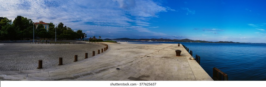 ZADAR, CROATIA - JULY 27 2015: Sea Organ Is An Architectural Object Located In Zadar, Croatia And An Experimental Musical Instrument, Which Plays Music By Way Of Sea Wave.