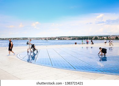 ZADAR, CROATIA, SEPTEMBER 06, 2019, Photovoltaic Panels On The Floor For The Sun Salutation