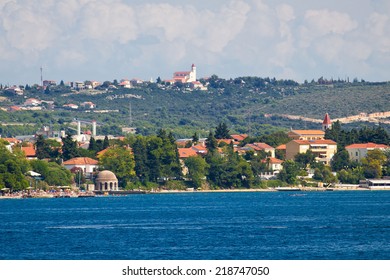 Zadar Kolovare Beach And Coast View From Sea, Dalmatia, Croatia