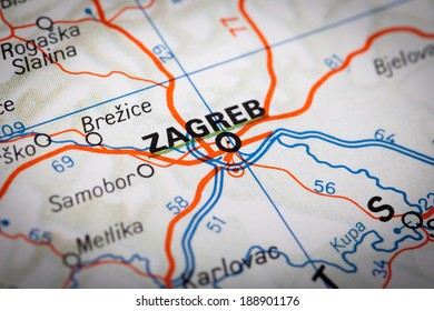 Zagreb City On A Road Map