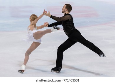 ZAGREB, CROATIA - DECEMBER 08, 2017: Figure Skating Competition Golden Spin Of Zagreb 2017. Tarah Kayne And Danny O'Shea USA