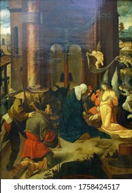ZAGREB, CROATIA - DECEMBER 08: Master of carrying the cross from Douija (Master J. Kock): Birth and Adoration of the Shepherds, December 08, 2014 in Zagreb, Croatia