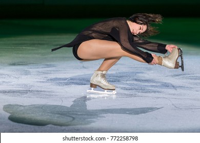 ZAGREB, CROATIA - DECEMBER 09, 2017: Figure Skating Competition Golden Spin Of Zagreb 2017 Gala. Elizaveta Tuktamysheva RUS