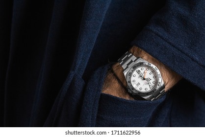 Zagreb, Croatia, December 24, 2019, Man Wearing Rolex Explorer 2.  Illustrative Editorial.