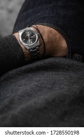 Zagreb, Croatia, December 24, 2019, Man Wearing Rolex Oyster Perpetual 39mm.  Illustrative Editorial.