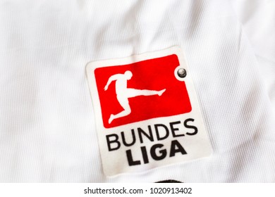 ZAGREB, CROATIA - FEBRUARY 09, 2018. - German Football League Bundesliga Emblem On Jersey. 
