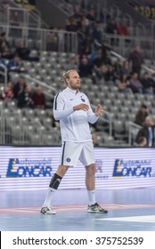 ZAGREB, CROATIA - FEBRUARY 10, 2016- EHF CHAMPIONS LEAGUE -PPD Zagreb VS Paris Saint Germain. PSG Player Mikkel Hansen (24) Warming Up.