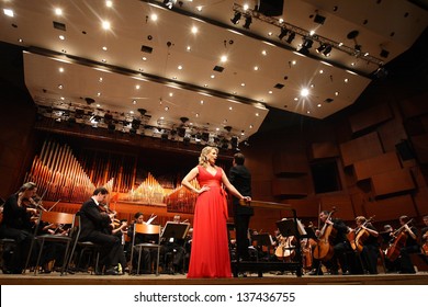 ZAGREB, CROATIA - JANUARY 21: World opera star, mezzo-soprano Elina Garanca held a concert in the Concert Hall Lisinski on January 21, 2013 in Zagreb, Croatia.